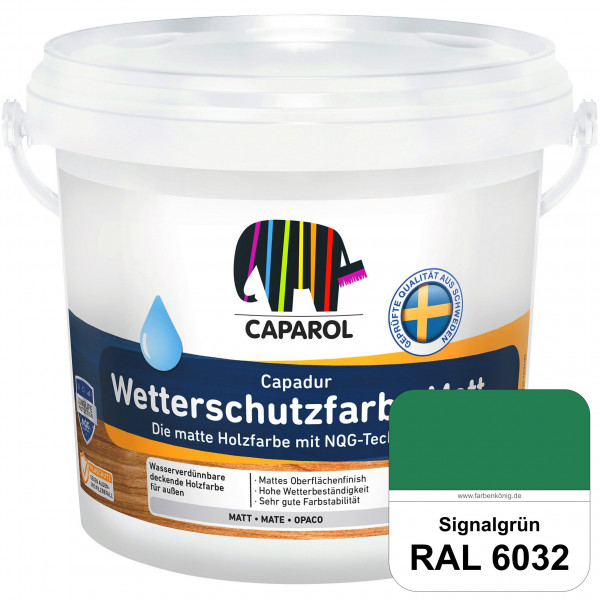 Capadur Wetterschutzfarbe Matt (RAL 6032 Signalgrün) matte Holzfarbe mit NQG-Technologie für außen