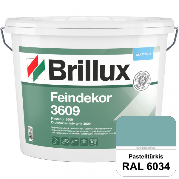 Feindekor ELF 3609 (RAL 6034 Pastelltürkis) Glattputz nach DIN EN 15824 zur Erzielung dekorativer un