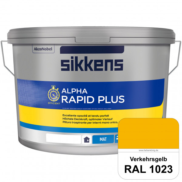 Alpha Rapid Plus (RAL 1023 Verkehrsgelb) Hochwertige & stumpfmatte Wandfarbe für mittlere Belastunge