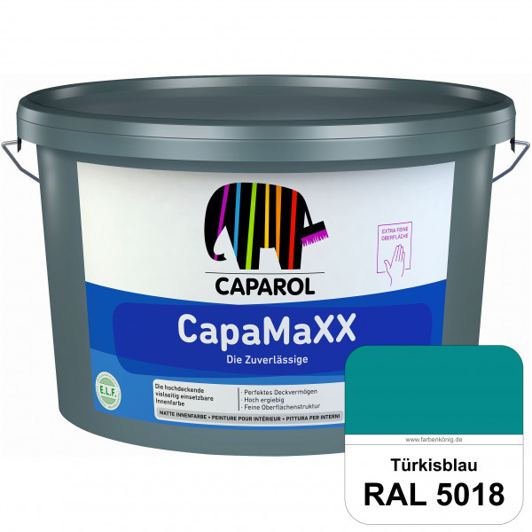 CapaMaXX (RAL 5018 Türkisblau) tuchmatte Innenfarbe mit hohem Deckvermögen und Ergiebigkeit
