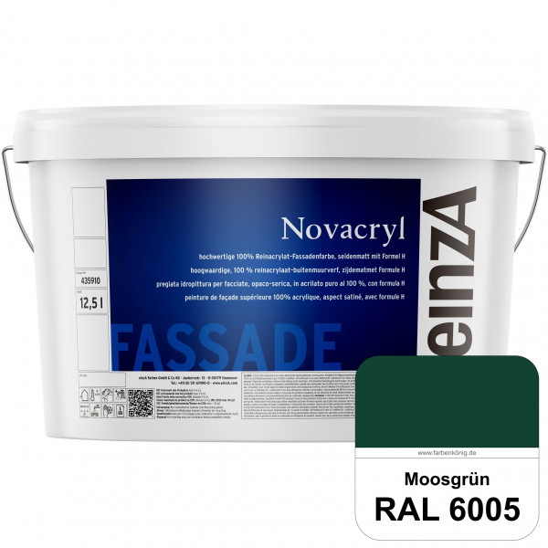 einzA Novacryl (RAL 6005 Moosgrün) Reinacrylat-Fassadenfarbe, seidenmatt