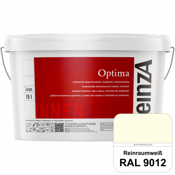 einzA Optima (RAL 9012 Reinraumweiß) Stumpfmatte Dispersionsfarbe für hochwertige Anstriche