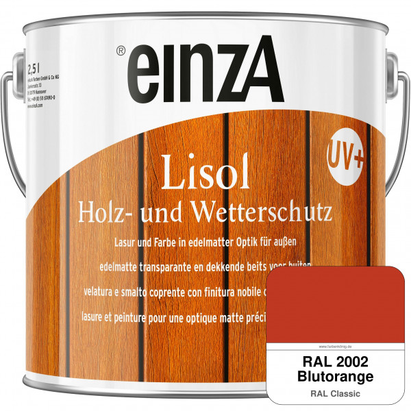 einzA Lisol Holz- und Wetterschutz Lasur und Farbe (RAL 2002 Blutorange)