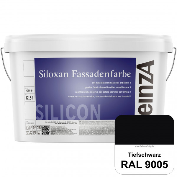 einzA Siloxan Fassadenfarbe (RAL 9005 Tiefschwarz) Siliconvergütete Fassadenfarbe