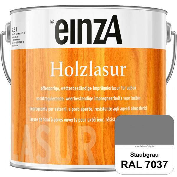 einzA Holzlasur (RAL 7037 Staubgrau) Offenporige Imprägnierlasur für Außen-Holzbauteile