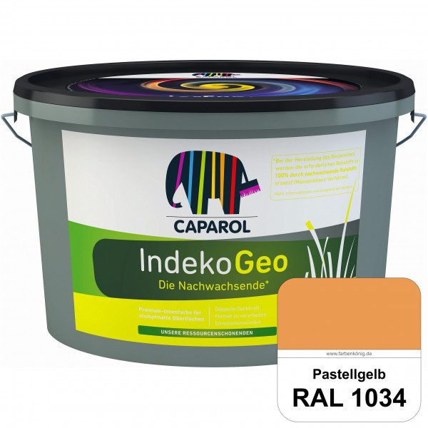 IndekoGeo (RAL 1034 Pastellgelb) Ressourcenschonende Premium Innenfarbe für stumpfmatte Oberflächen