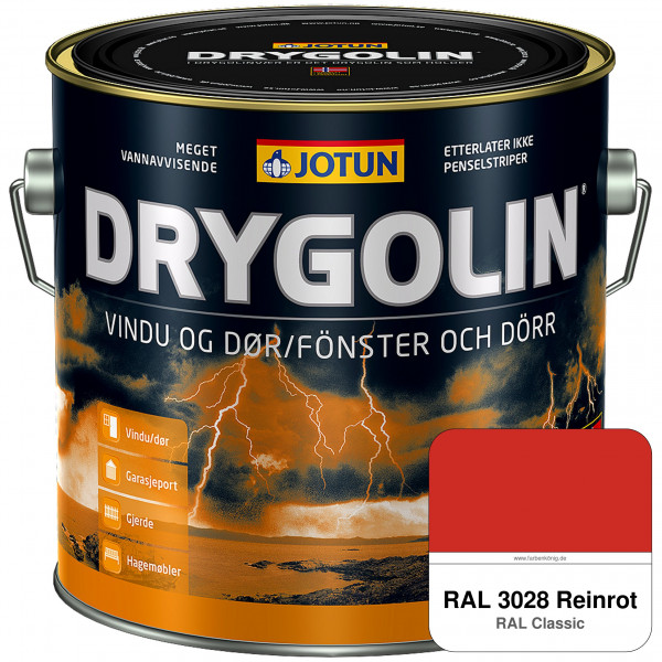 DRYGOLIN Vindu og Dør - wetterbeständige Holzschutzfarbe für Außen (RAL 3028 Reinrot)
