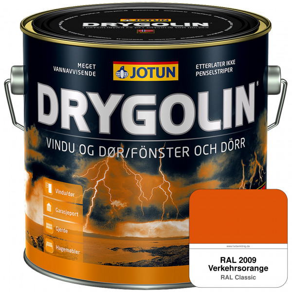 DRYGOLIN Vindu og Dør - wetterbeständige Holzschutzfarbe für Außen (RAL 2009 Verkehrsorange)