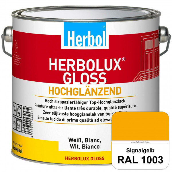 Herbolux Gloss (RAL 1003 Signalgelb) strapazierfähiger Top-Hochglanzlack (lösemittelhaltig) für inne