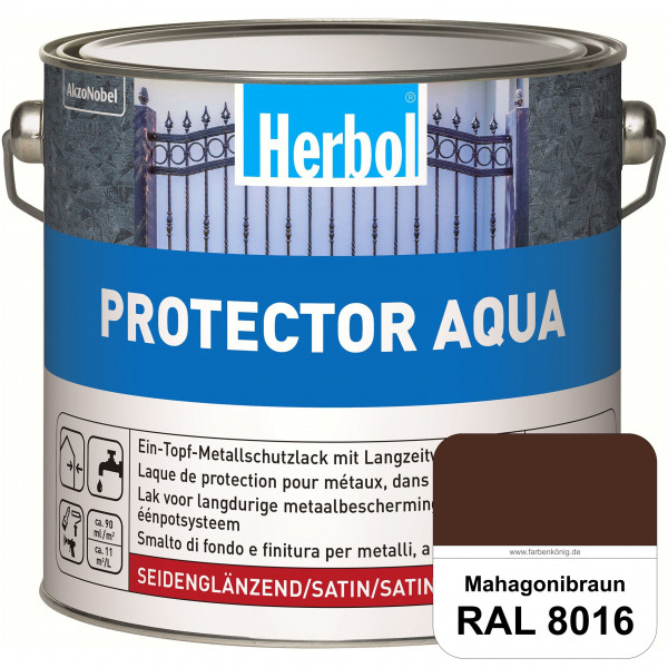 Protector Aqua (RAL 8016 Mahagonibraun) Lack für Eisen, Stahl und NE-Metalle (Innen&Außen)