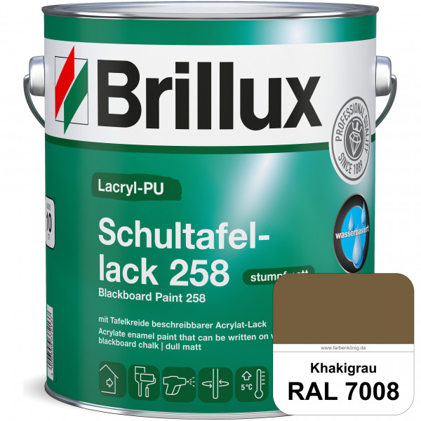 Lacryl-PU Schultafellack 258 (RAL 7008 Khakigrau) wasserbasierter und matter Schultafellack (innen)
