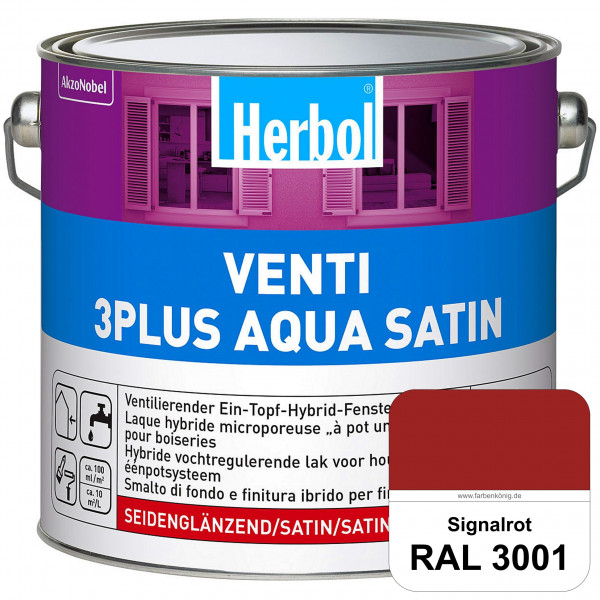 Venti 3Plus Aqua Satin (RAL 3001 Signalrot) wasserbasierter & feuchtigkeitregulierender Ein-Topf-Fen