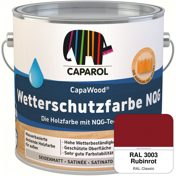 CapaWood® Wetterschutzfarbe NQG (RAL 3003 Rubinrot) - ersetzt Capadur Wetterschutzfarbe NQG