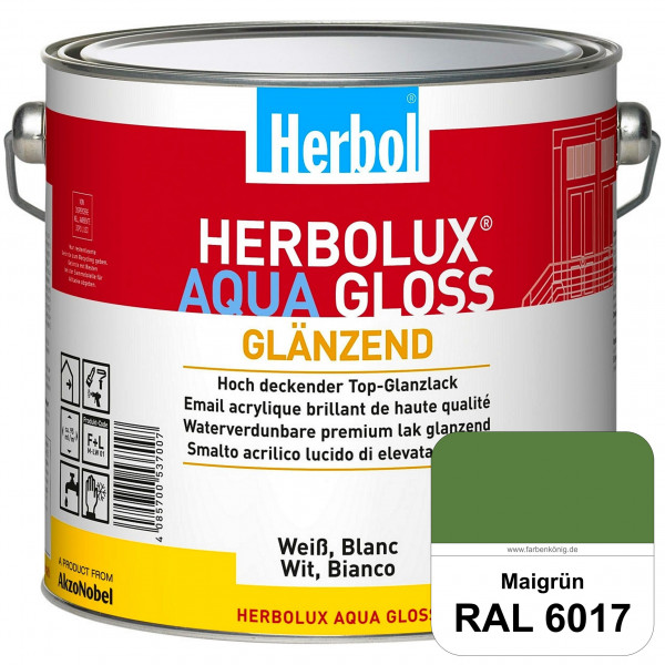 Herbolux Aqua Gloss (RAL 6017 Maigrün) Wasserverdünnbarer Top-Glanzlack (Innen)