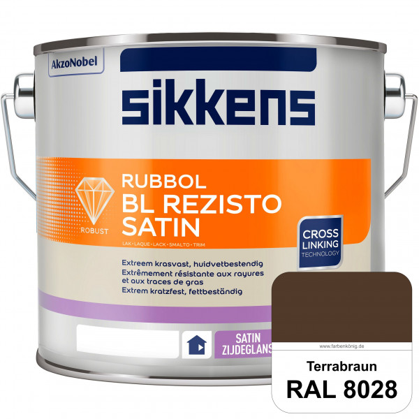 Rubbol BL Rezisto Satin (RAL 8028 Terrabraun) seidenglänzender und strapazierfähiger Lack (wasserbas