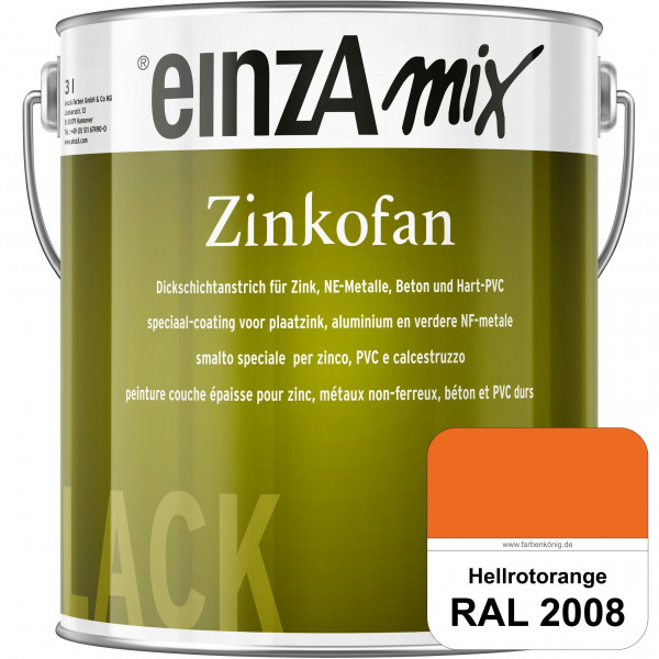 einzA Zinkofan (RAL 2008 Hellrotorange) Hoch wetterbeständiges "Dickschicht-1-Topf-System"