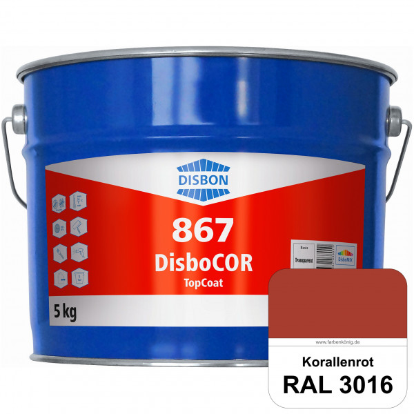 DisboCOR 867 TopCoat (RAL 3016 Korallenrot) Anwendungsfreundliche Korrosionsschutz-Deckbeschichtung