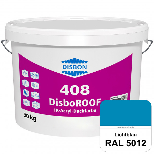 DisboROOF 408 1K-Acryl-Dachfarbe (RAL 5012 Lichtblau) Elastische Reinacrylatbeschichtung für Betonda