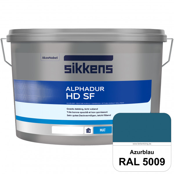 Alphadur HD SF (RAL 5009 Azurblau) matte hochdeckende waschbeständige Innenwandfarbe
