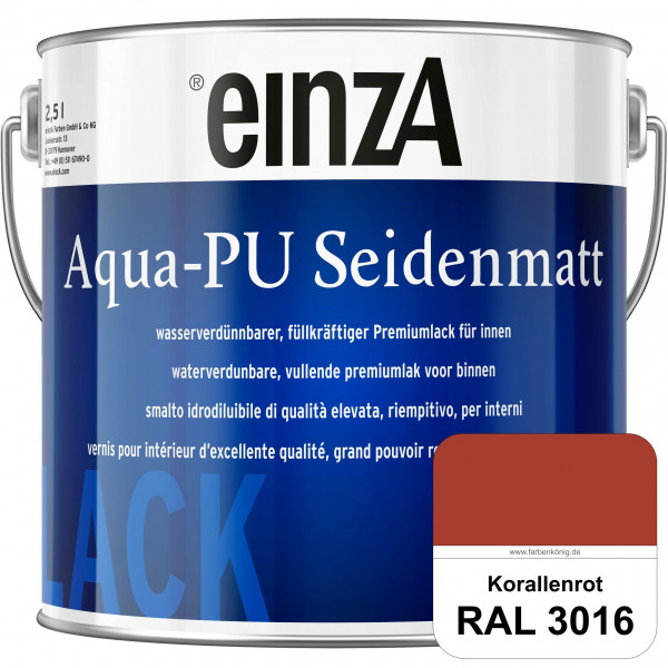 einzA Aqua-PU seidenmatt (RAL 3016 Korallenrot) wasserverdünnbarer Premiumlack für innen