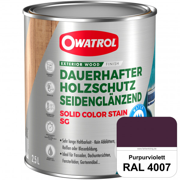 Solid Color Stain SG (RAL 4007 Purpurviolett) deckende und seidenglänzende Wetterschutzfarbe außen