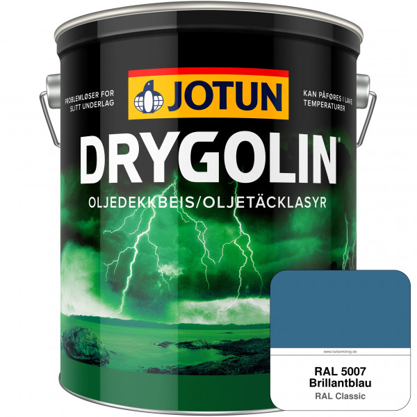 DRYGOLIN Oljedekkbeis - Deckende & wetterbeständige Öllasur für Außen (RAL 5007 Brillantblau)