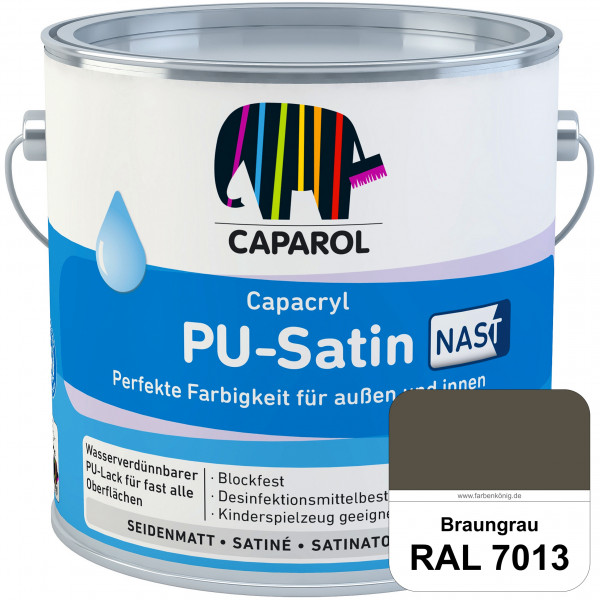 Capacryl PU-Satin NAST (RAL 7013 Braungrau) Seidenmattlack mit nebelarme Spritztechnologie (innen &