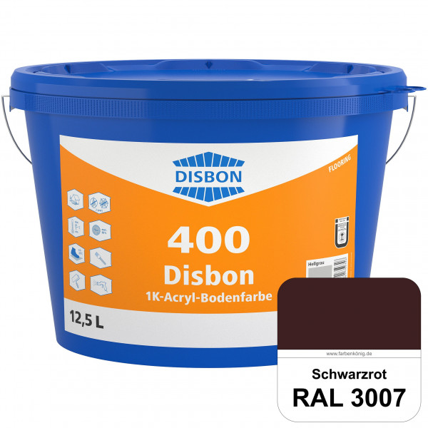 Disbon 400 1K-Acryl-Bodenfarbe (RAL 3007 Schwarzrot) Dispersionsbeschichtung für mineralische Bodenf