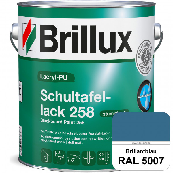 Lacryl-PU Schultafellack 258 (RAL 5007 Brillantblau) wasserbasierter und matter Schultafellack (inne