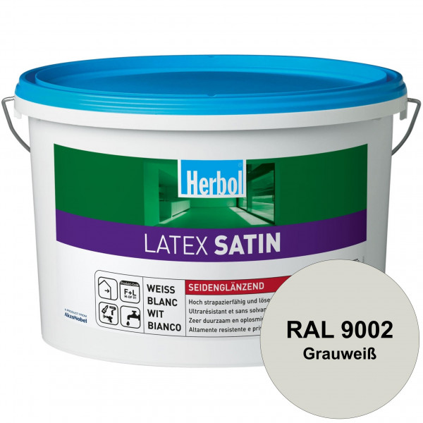 Latex Satin (RAL 9002 Grauweiß) Seidenglänzende Latexfarbe mit hoher Strapazierfähigkeit