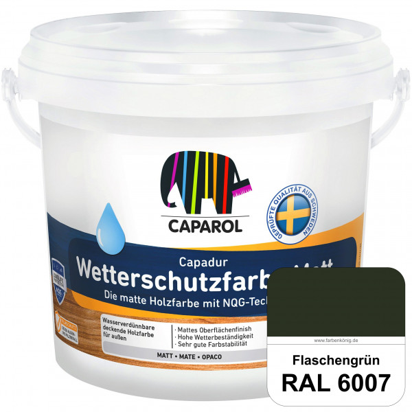 Capadur Wetterschutzfarbe Matt (RAL 6007 Flaschengrün) matte Holzfarbe mit NQG-Technologie für außen