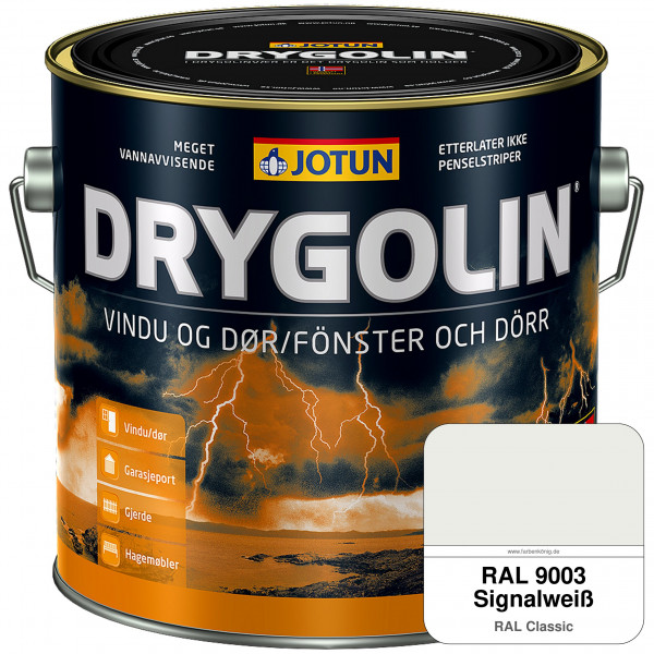 DRYGOLIN Vindu og Dør - wetterbeständige Holzschutzfarbe für Außen (RAL 9003 Signalweiß)