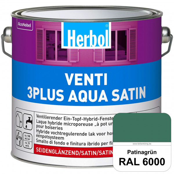 Venti 3Plus Aqua Satin (RAL 6000 Patinagrün) wasserbasierter & feuchtigkeitregulierender Ein-Topf-Fe