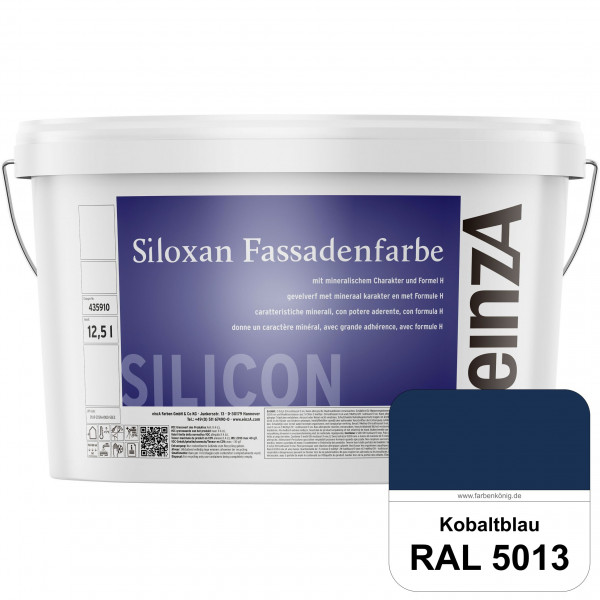 einzA Siloxan Fassadenfarbe (RAL 5013 Kobaltblau) Siliconvergütete Fassadenfarbe