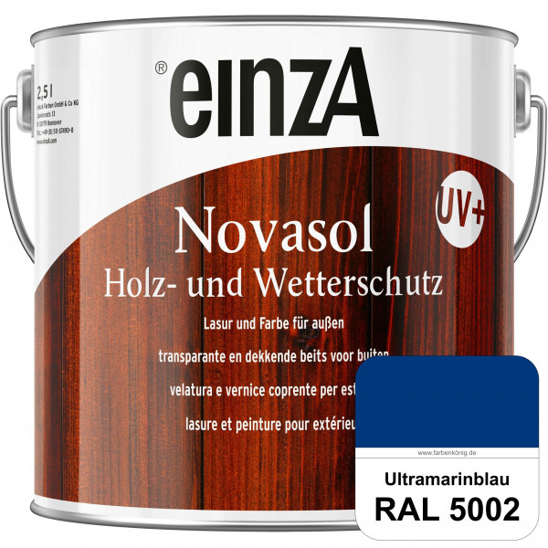 einzA Novasol HW Lasur (RAL 5002 Ultramarinblau) Lasierender Wetterschutz für außen
