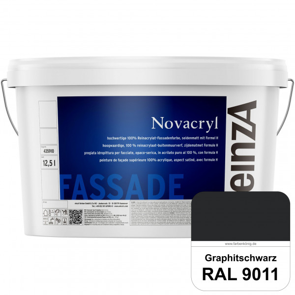 einzA Novacryl (RAL 9011 Graphitschwarz) Reinacrylat-Fassadenfarbe, seidenmatt