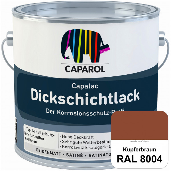 Capalac Dickschichtlack (RAL 8004 Kupferbraun) 1-Topf Metallschutzlack (löselmittelhaltig) innen & a