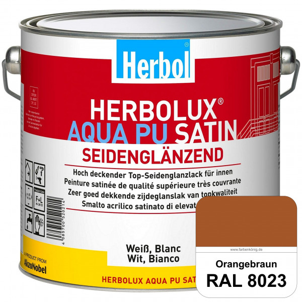 Herbolux Aqua PU Satin (RAL 8023 Orangebraun) Wasserverdünnbarer Top-PU-Seidenglanzlack (Innen)