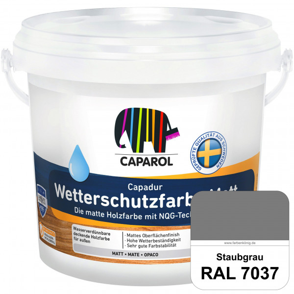 Capadur Wetterschutzfarbe Matt (RAL 7037 Staubgrau) matte Holzfarbe mit NQG-Technologie für außen
