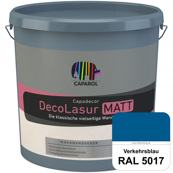 Capadecor DecoLasur Matt (RAL 5017 Verkehrsblau) Matte Lasurfarbe auf Dispersionsbasis (innen)