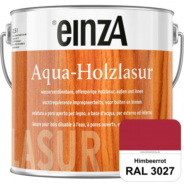 einzA Aqua-Holzlasur (RAL 3027 Himbeerrot) wasserverdünnbare offenporige Holzlasur für Holzbauteile
