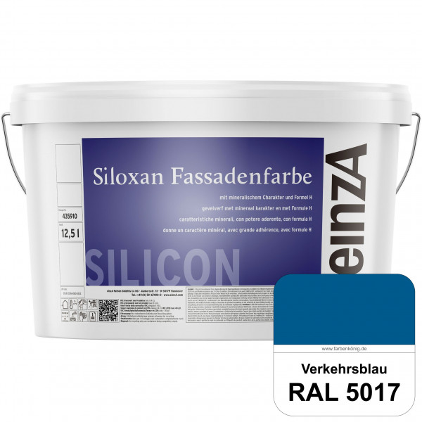 einzA Siloxan Fassadenfarbe (RAL 5017 Verkehrsblau) Siliconvergütete Fassadenfarbe