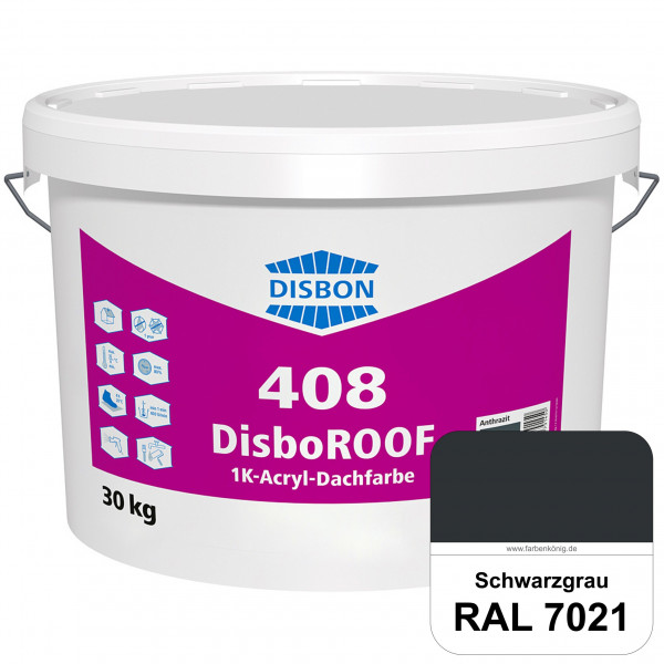 DisboROOF 408 1K-Acryl-Dachfarbe (RAL 7021 Schwarzgrau) Elastische Reinacrylatbeschichtung für Beton