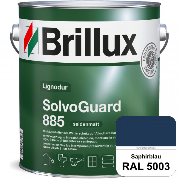 SolvoGuard 885 (RAL 5003 Saphirblau) deckende oder lasierende seidenmatte Alkydharz-Holzfarbe für au