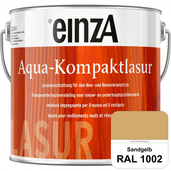 einzA Aqua-Kompaktlasur (RAL 1002 Sandgelb) wasserverdünnbare & feuchtigkeitsregulierende Lasurbesch
