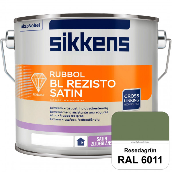 Rubbol BL Rezisto Satin (RAL 6011 Resedagrün) seidenglänzender und strapazierfähiger Lack (wasserbas