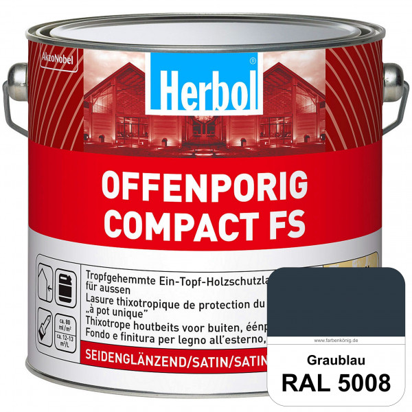 Offenporig Compact FS (RAL 5008 Graublau) Rationelle & thixotrope Ein-Topf-Holzlasur (außen)