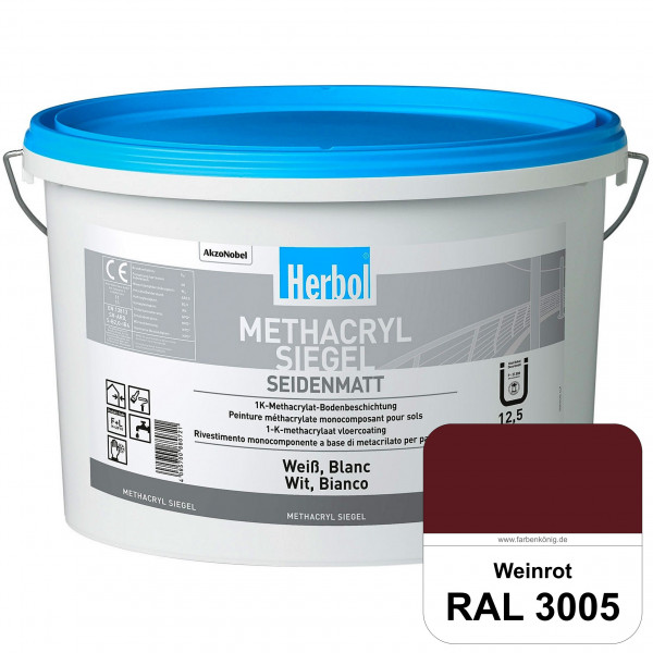 Methacryl Siegel (RAL 3005 Weinrot) seidenmatte 1K-Beschichtung Böden (Innen & Außen)