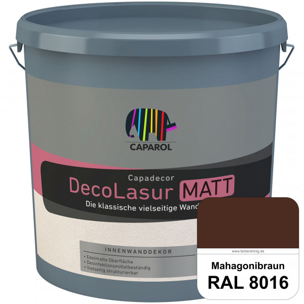 Capadecor DecoLasur Matt (RAL 8016 Mahagonibraun) Matte Lasurfarbe auf Dispersionsbasis (innen)