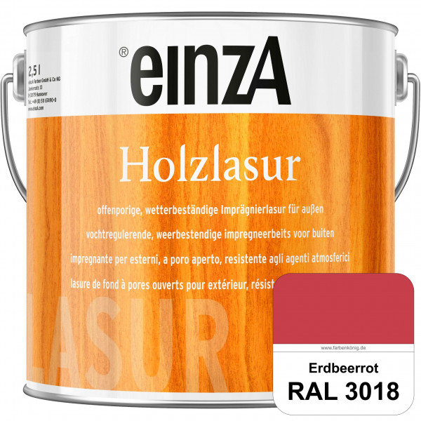 einzA Holzlasur (RAL 3018 Erdbeerrot) Offenporige Imprägnierlasur für Außen-Holzbauteile